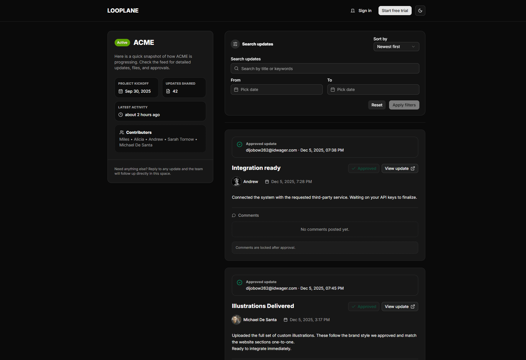 Client portal preview